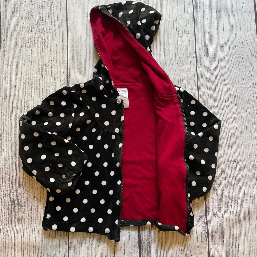 Gymboree Holiday Panda Polka Dot Plush Hoodie Size 4T